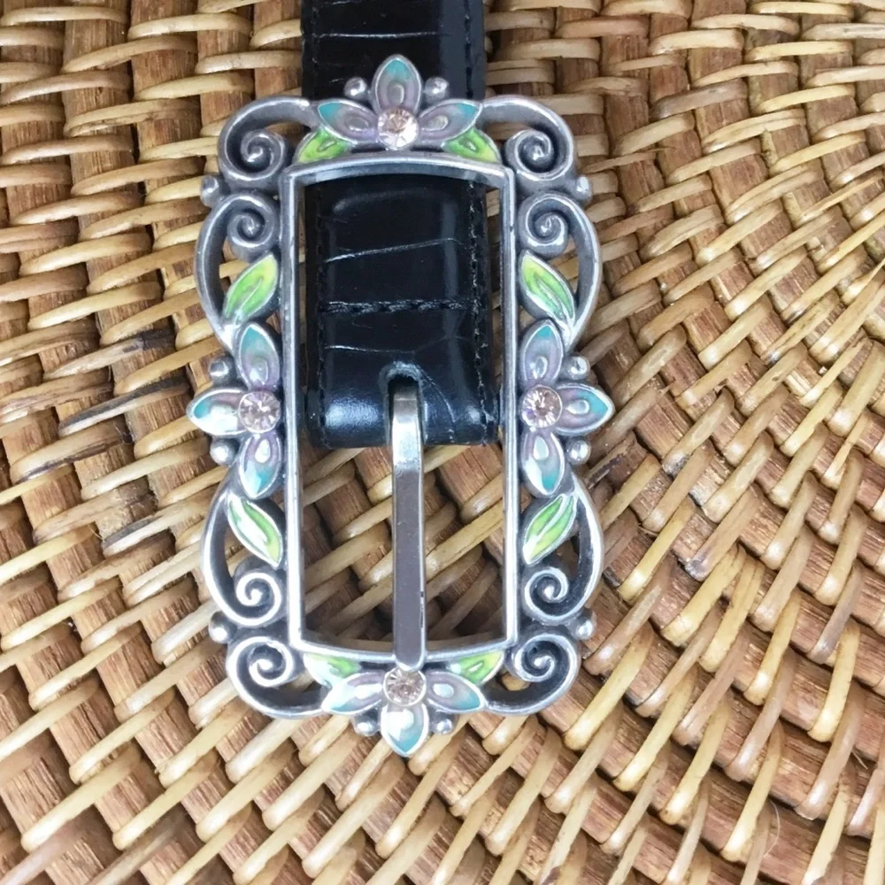Brighton Black With Silver Buckle With Cute Flowers Size M-L 32